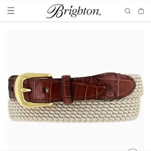 Brighton Elastic Cord w/ Croco Belt croco-embossed leather In Beige Size 34